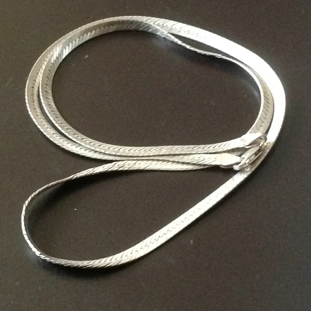 24" HCT Sterling Chain Necklace Flat Herringbone